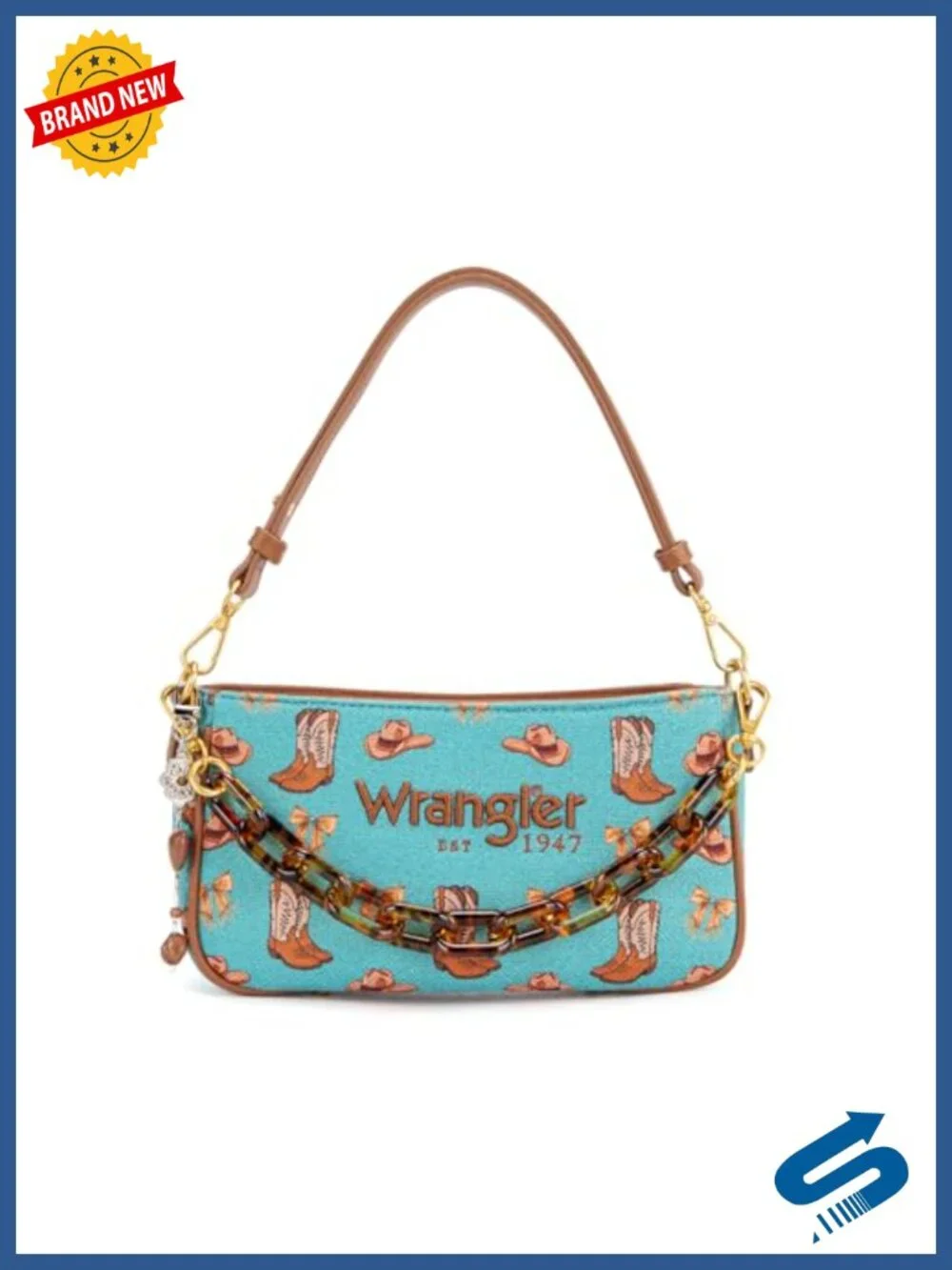 Western Hobo Clutch Purse with Chain Strap Canvas Shoulder Bag